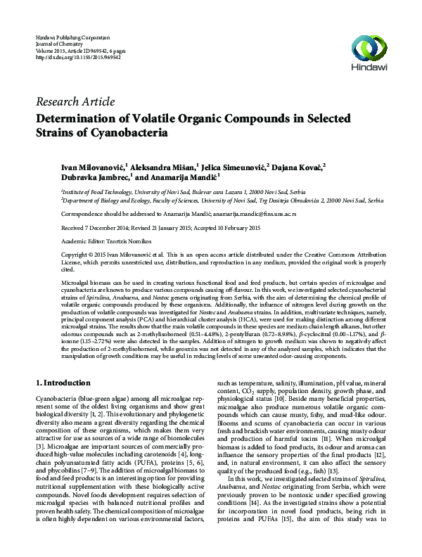 (PDF) Determination of Volatile Organic Compounds in Biological Samples ...