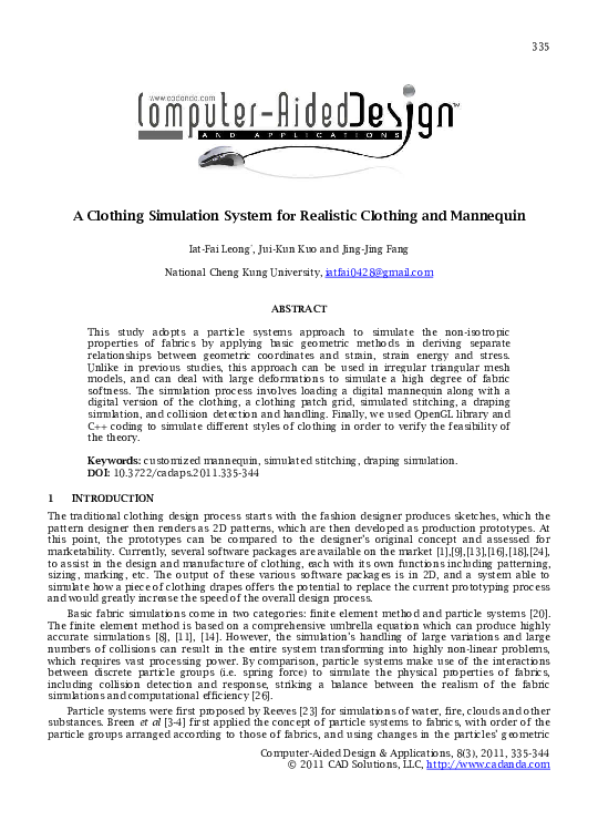 (PDF) A Clothing Simulation System for Realistic Clothing and Mannequin