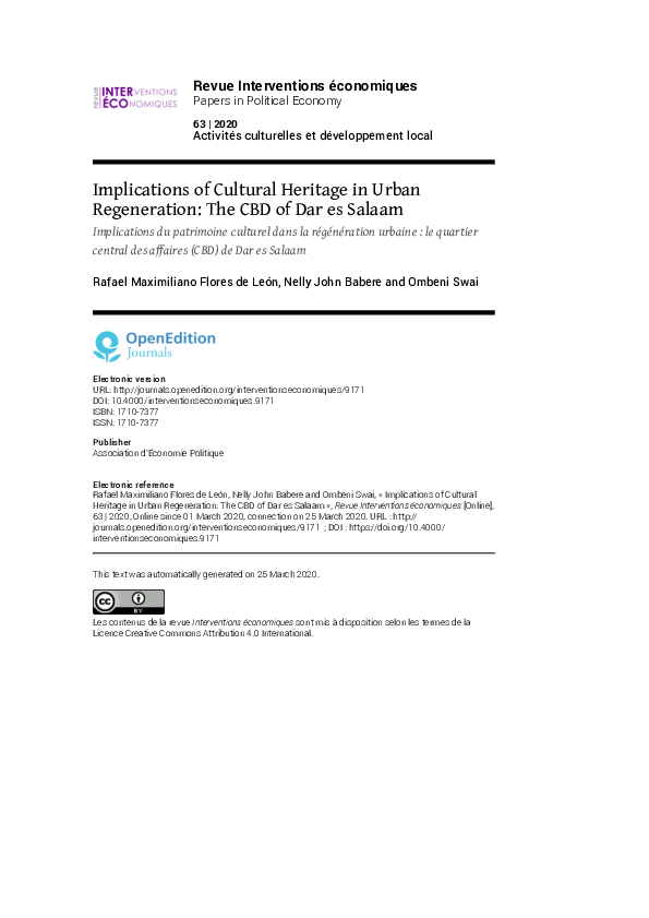 (PDF) Implications of Cultural Heritage in Urban Regeneration: The CBD ...