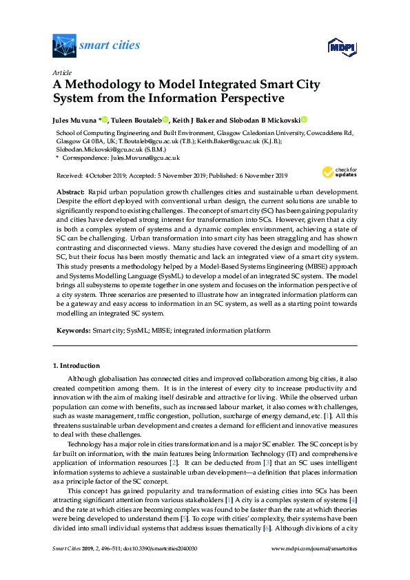 (PDF) A Methodology to Model Integrated Smart City System from the ...