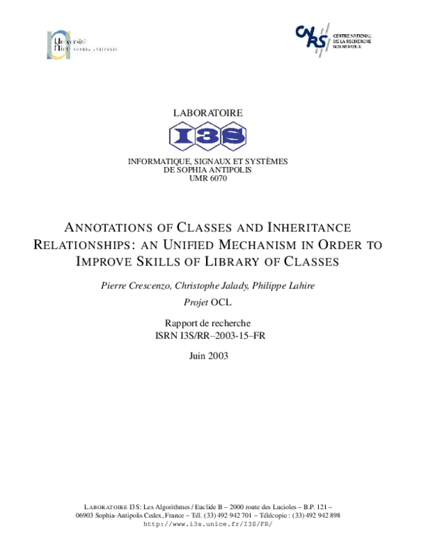 (PDF) Annotations of Classes and Inheritance Relationships : an Unified ...