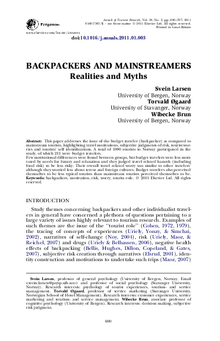 (PDF) Backpackers and mainstreamers