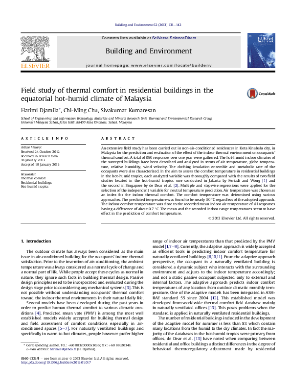 (PDF) Field study of thermal comfort in residential buildings in the ...