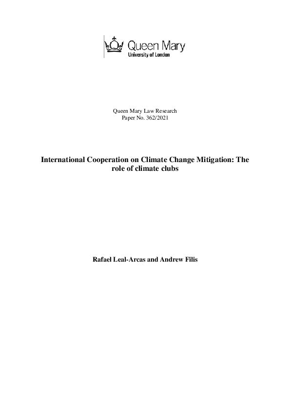 (PDF) International Cooperation on Climate Change Mitigation: The role ...