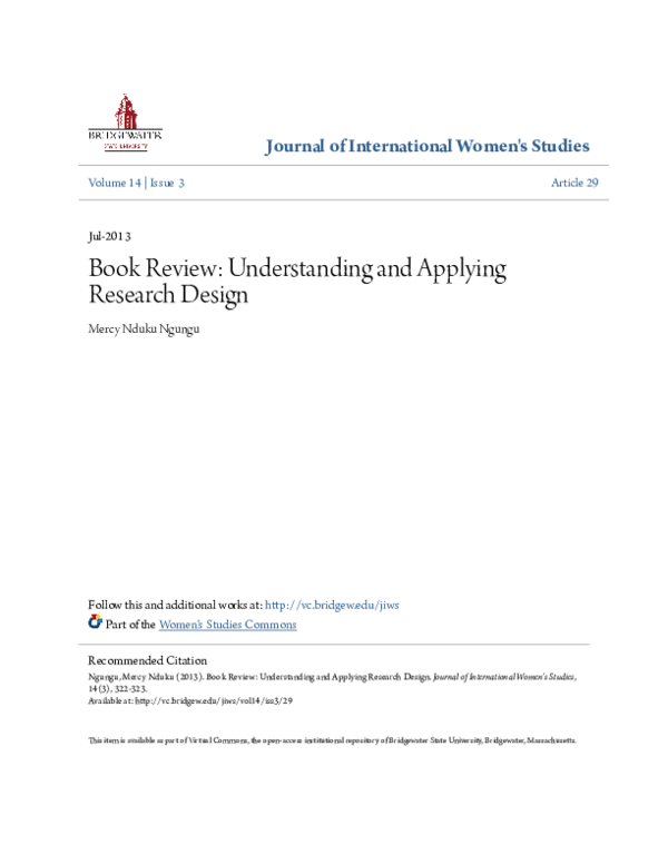 (PDF) Book Review Understanding and Applying Research Design