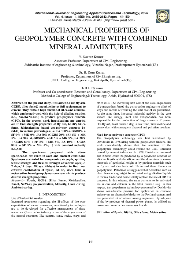 (PDF) Mechanical Properties of Geopolymer Concrete with Combined ...