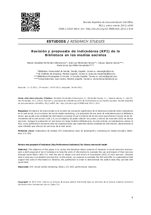 (PDF) Review and proposal of indicators (Key Performance Indicators ...
