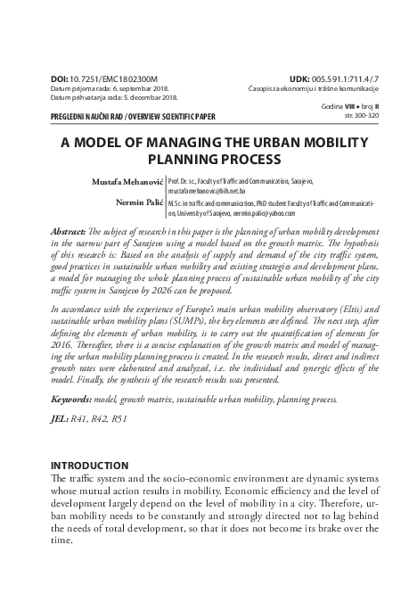 (PDF) A Model of Managing the Urban Mobility Planning Process / Model ...