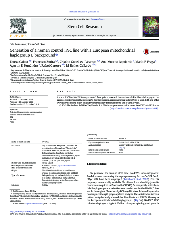 (PDF) Generation of a human control iPSC line with a European ...