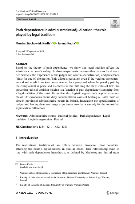 (PDF) Path dependence in administrative adjudication: the role played ...