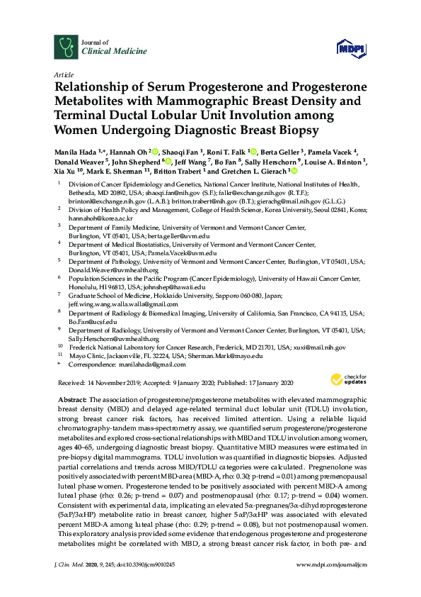 (PDF) Relationship of Serum Progesterone and Progesterone Metabolites ...