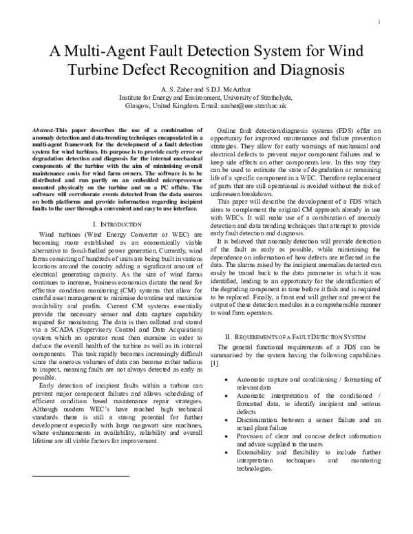 (PDF) A Multi-Agent Fault Detection System for Wind Turbine Defect ...