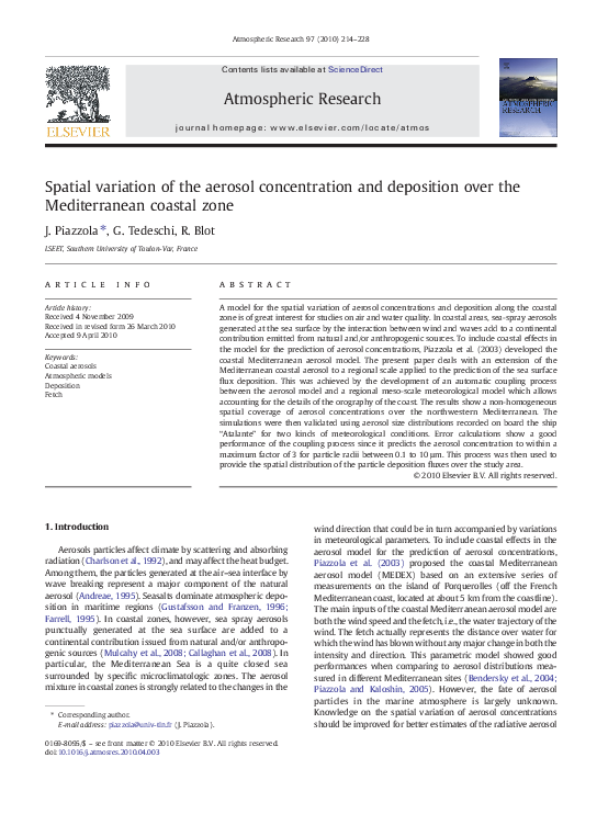 (PDF) Spatial variation of the aerosol concentration and deposition ...