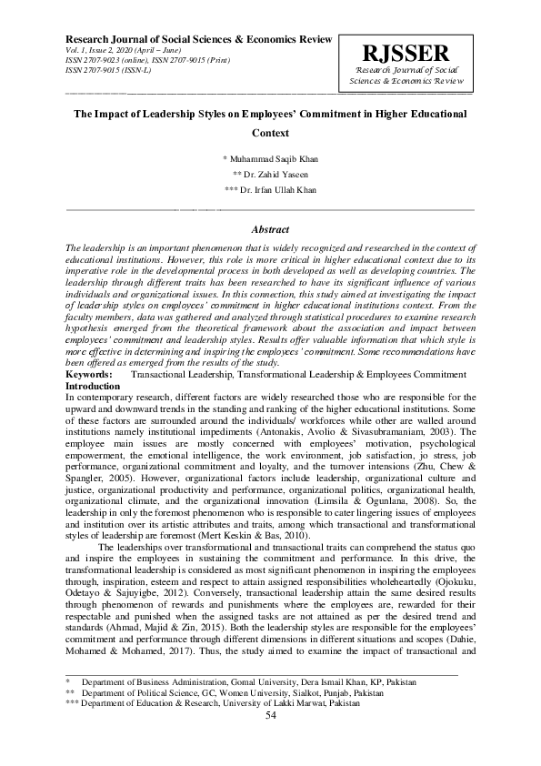 (PDF) The Impact of Leadership Styles on Employees’ Commitment in ...