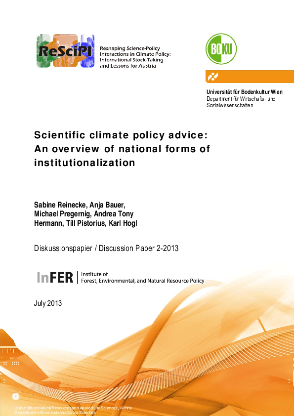 (PDF) Scientific climate policy advice: An overview of national forms ...