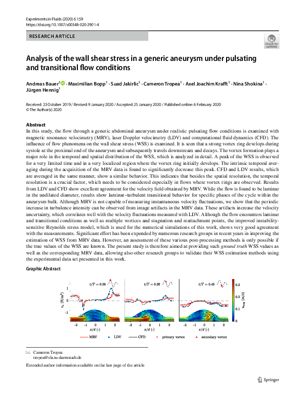 (PDF) Analysis of the wall shear stress in a generic aneurysm under ...