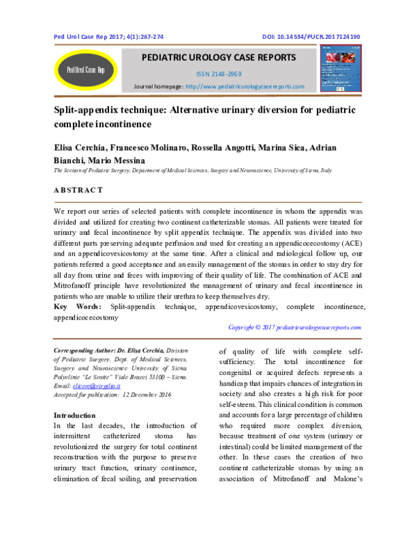 (PDF) Split-appendix technique: Alternative urinary diversion for ...
