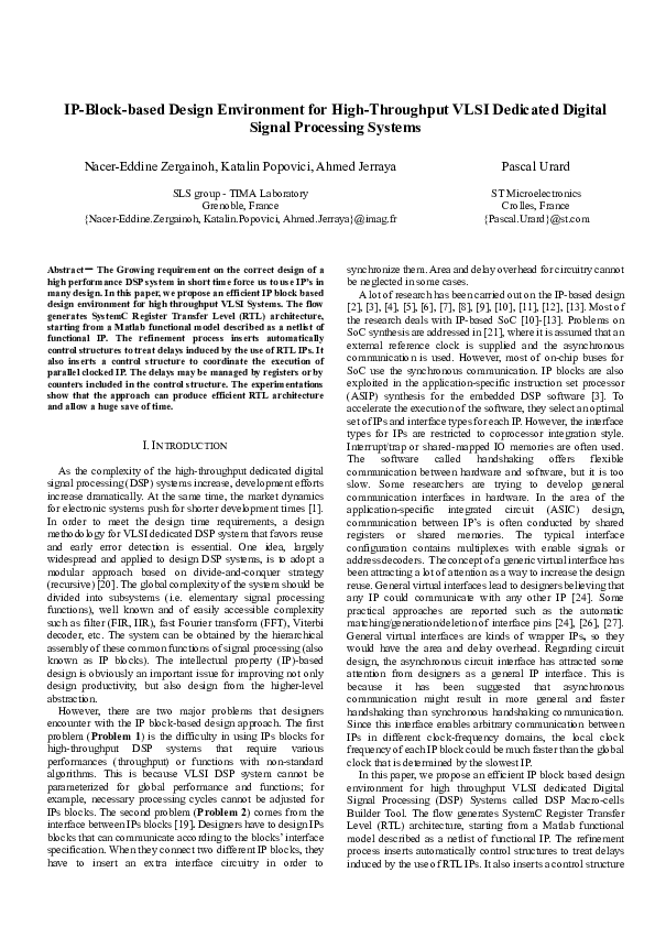 (PDF) IPblockbased design environment for highthroughput VLSI
