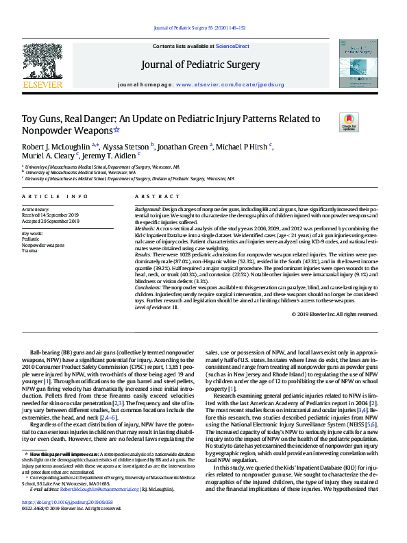 (PDF) Toy Guns, Real Danger: an Update on Pediatric Injury Patterns ...