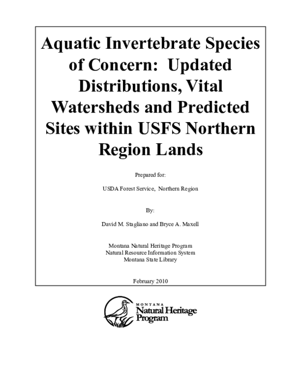 (PDF) Aquatic invertebrate species of concern : updated distributions ...