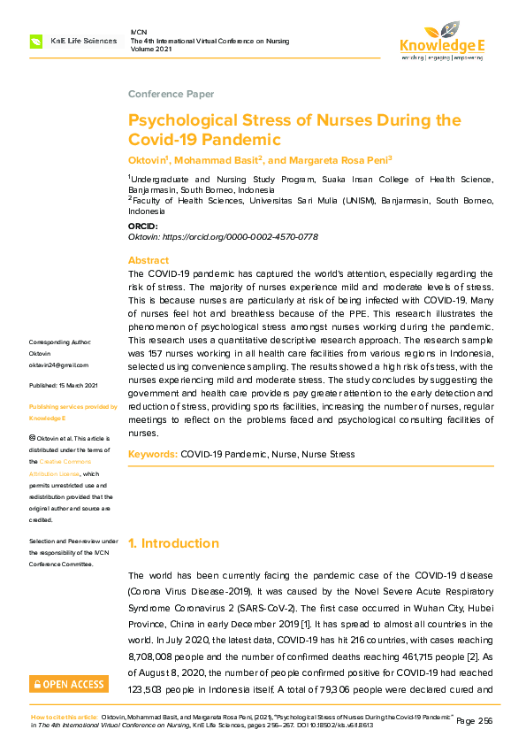 (PDF) Psychological Stress of Nurses During the Covid-19 Pandemic