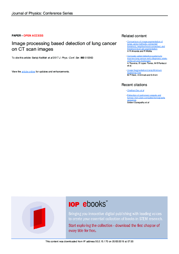 (PDF) Image processing based detection of lung cancer on CT scan images