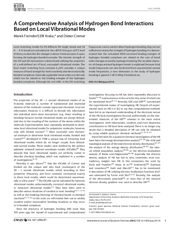 (PDF) A comprehensive analysis of hydrogen bond interactions based on ...