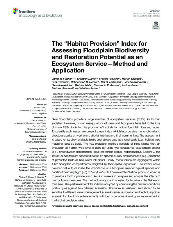 (PDF) The “Habitat Provision” Index for Assessing Floodplain