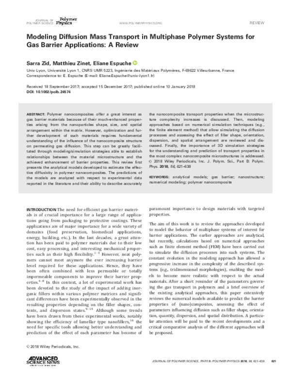 (PDF) Modeling diffusion mass transport in multiphase polymer systems ...