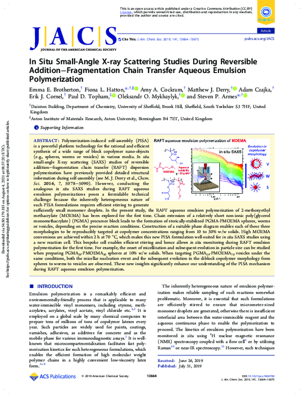 (PDF) In Situ SAXS Studies During RAFT Aqueous Emulsion Polymerization
