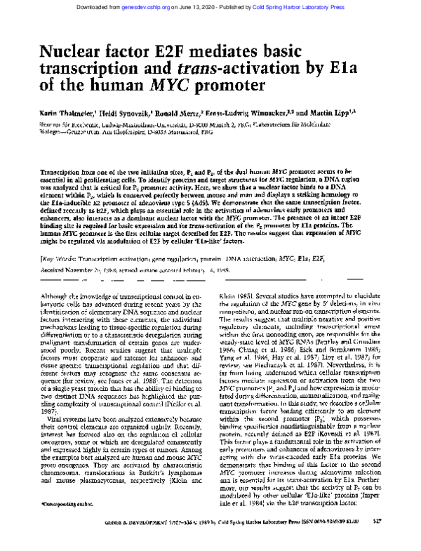 (PDF) Nuclear factor E2F mediates basic transcription and trans ...