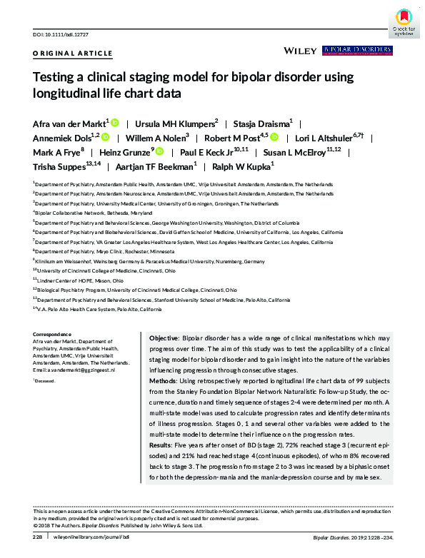 (PDF) Testing a Clinical Staging Model for Bipolar Disorder using ...