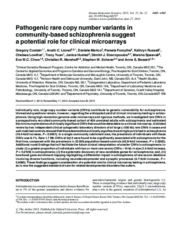(PDF) Pathogenic rare copy number variants in community-based ...