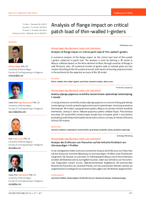 (PDF) Analysis of flange impact on critical patch load of thin-walled I ...