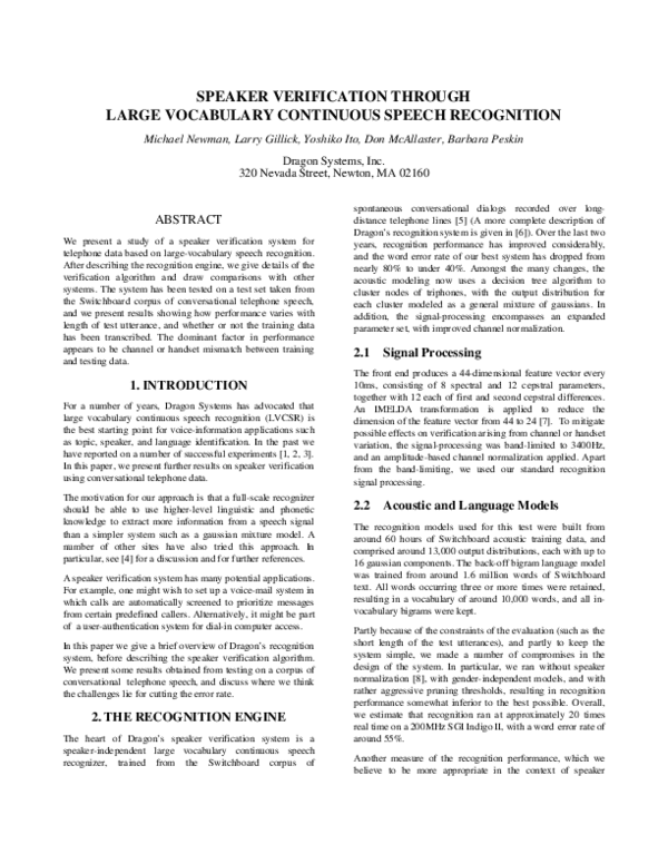 (PDF) Speaker verification through large vocabulary continuous speech ...