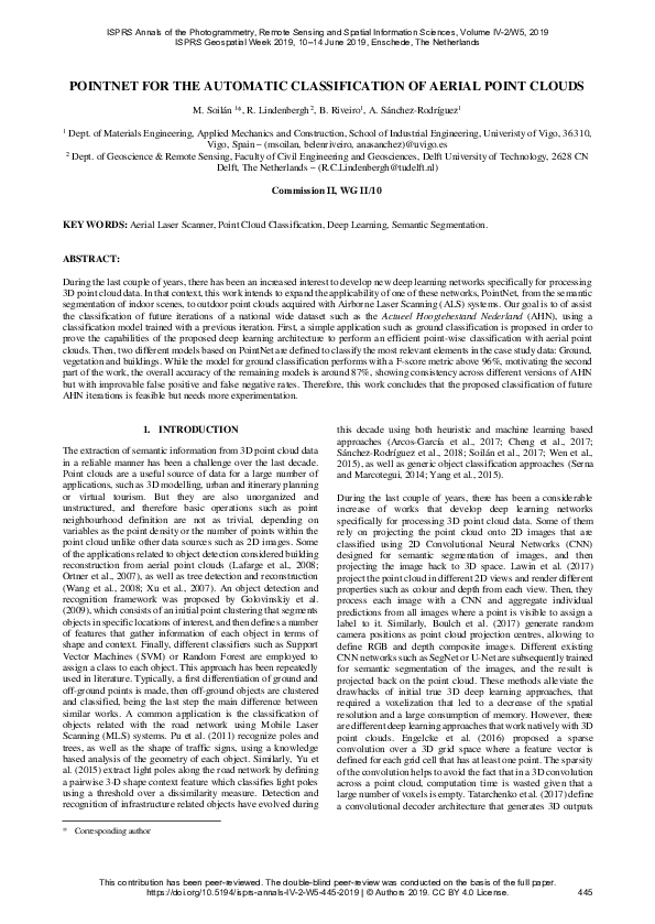 (PDF) Pointnet for the Automatic Classification of Aerial Point Clouds