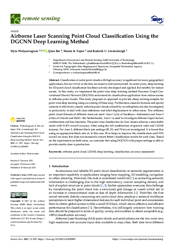 (PDF) Airborne Laser Scanning Point Cloud Classification Using the ...
