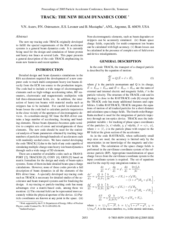 (PDF) Track: The New Beam Dynamics Code