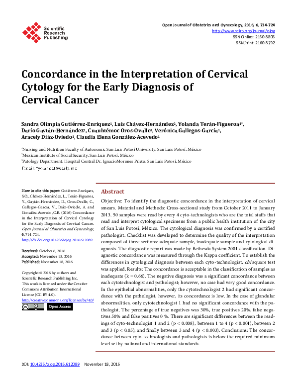 (PDF) Concordance in the Interpretation of Cervical Cytology for the ...