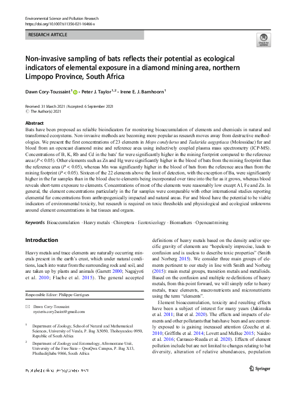 (PDF) Non-invasive sampling of bats reflects their potential as ...