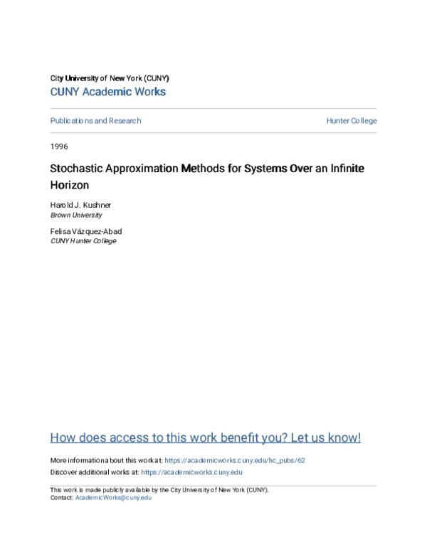(PDF) Stochastic Approximation Methods for Systems over an Infinite Horizon