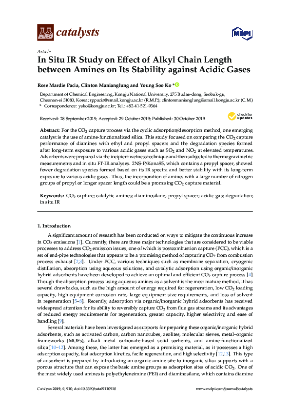 (PDF) In Situ IR Study on Effect of Alkyl Chain Length between Amines ...