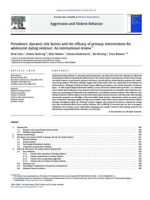 (PDF) Prevalence, dynamic risk factors and the efficacy of primary ...