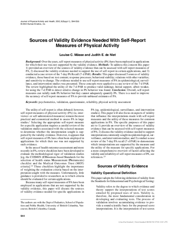 (PDF) Sources of Validity Evidence Needed with Self-Report Measures of ...