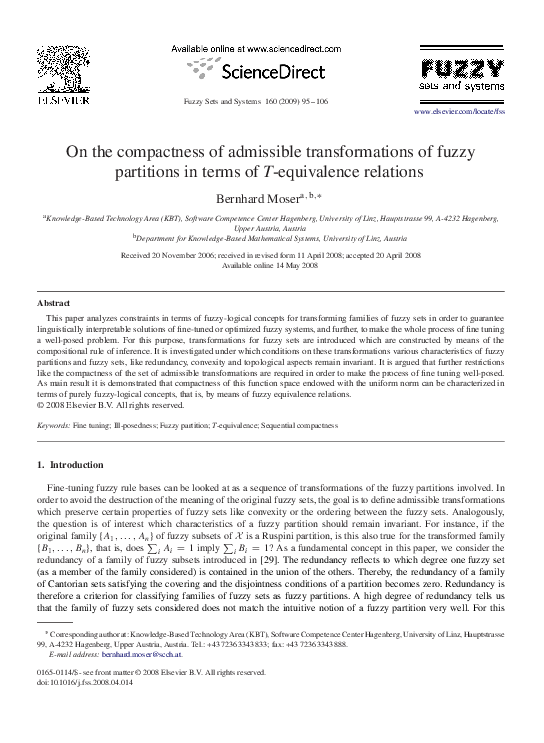 (PDF) On the compactness of admissible transformations of fuzzy ...