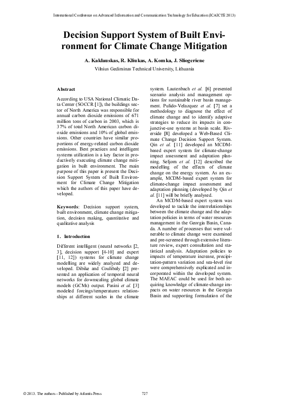 (PDF) Decision Support System for the Assessment and ranking of Energy ...