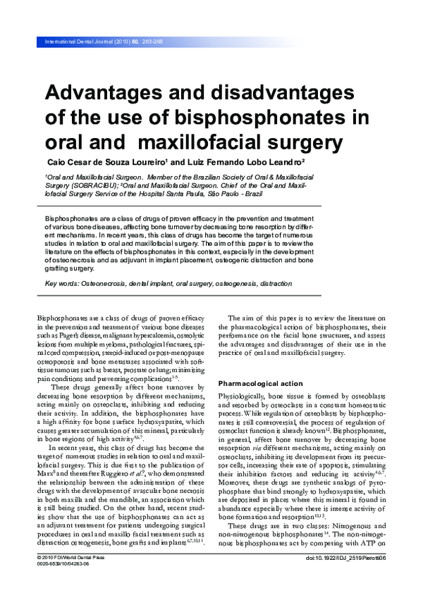 (PDF) Advantages and disadvantages of the use of bisphosphonates in ...