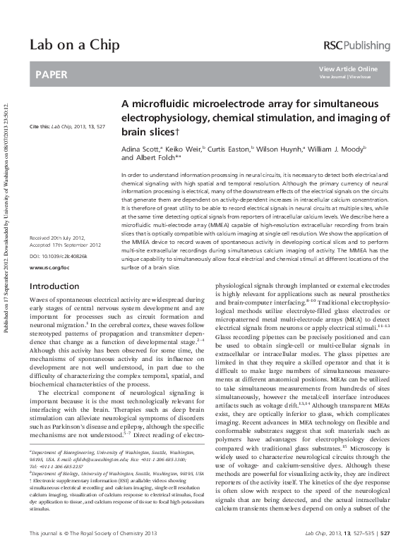 (PDF) A microfluidic microelectrode array for simultaneous ...