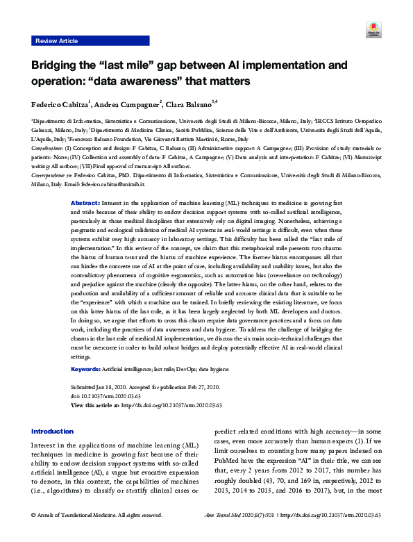 (PDF) Bridging the “last mile” gap between AI implementation and ...