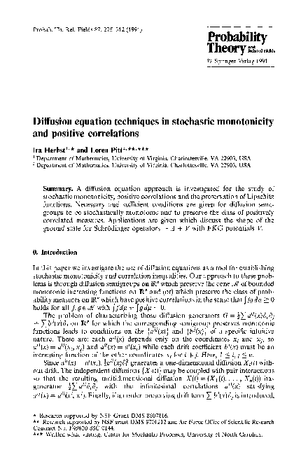 (PDF) Diffusion equation techniques in stochastic monotonicity and ...